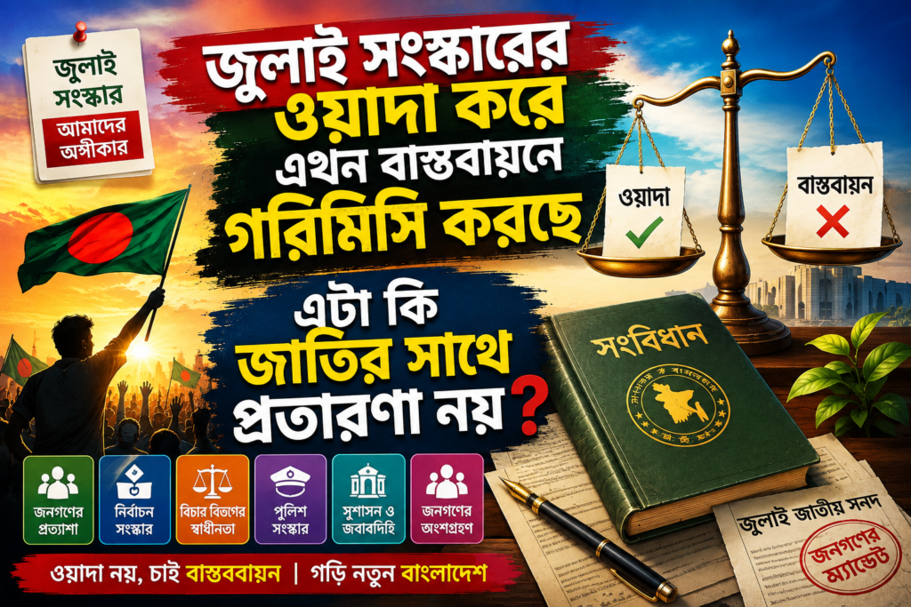 জুলাই সংস্কারের প্রতিশ্রুতি ও বাস্তবায়ন: এটি কি জনগণের সঙ্গে প্রতারণা?