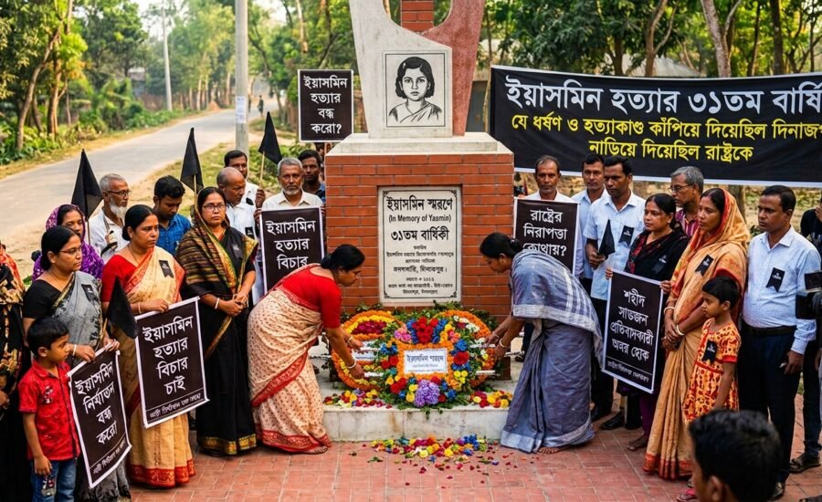 ইয়াসমিন হত্যা মামলার ৩১তম বার্ষিকীতে দিনাজপুরের ইয়াসমিন স্মৃতিস্তম্ভ