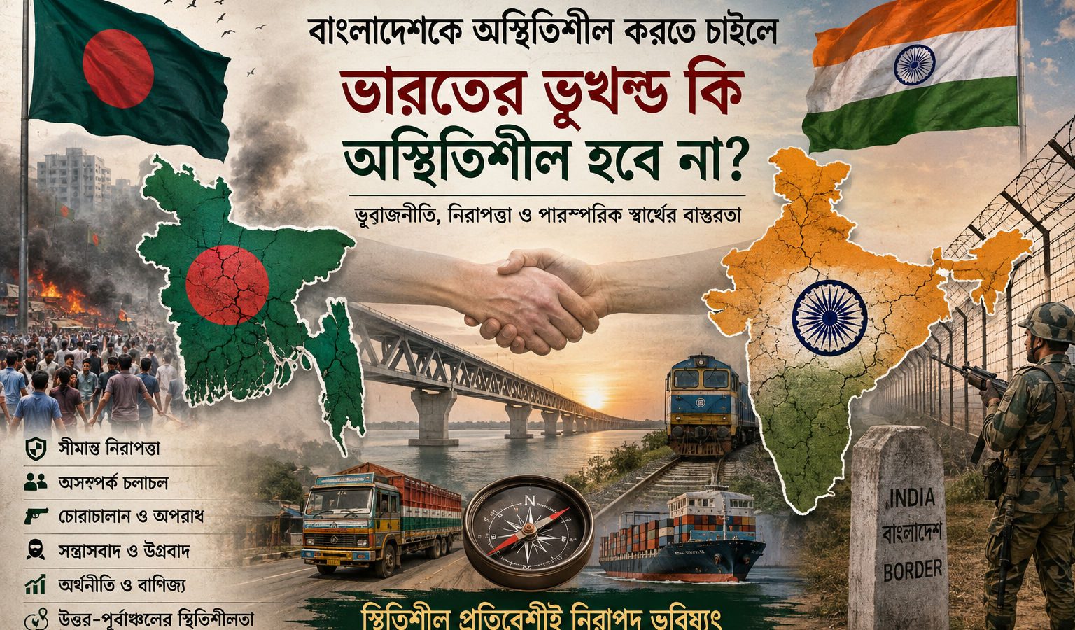 বাংলাদেশকে অস্থিতিশীল করতে চাইলে ভারতের ভূখণ্ড কি অস্থিতিশীল হবে না?