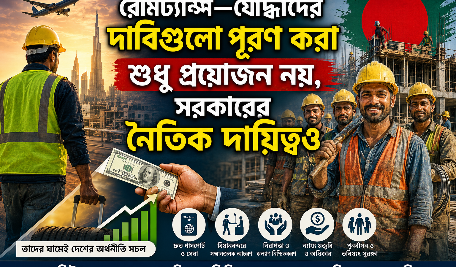 রেমিট্যান্স–যোদ্ধাদের দাবিগুলো পূরণ করা শুধু প্রয়োজন নয়, সরকারের নৈতিক দায়িত্বও