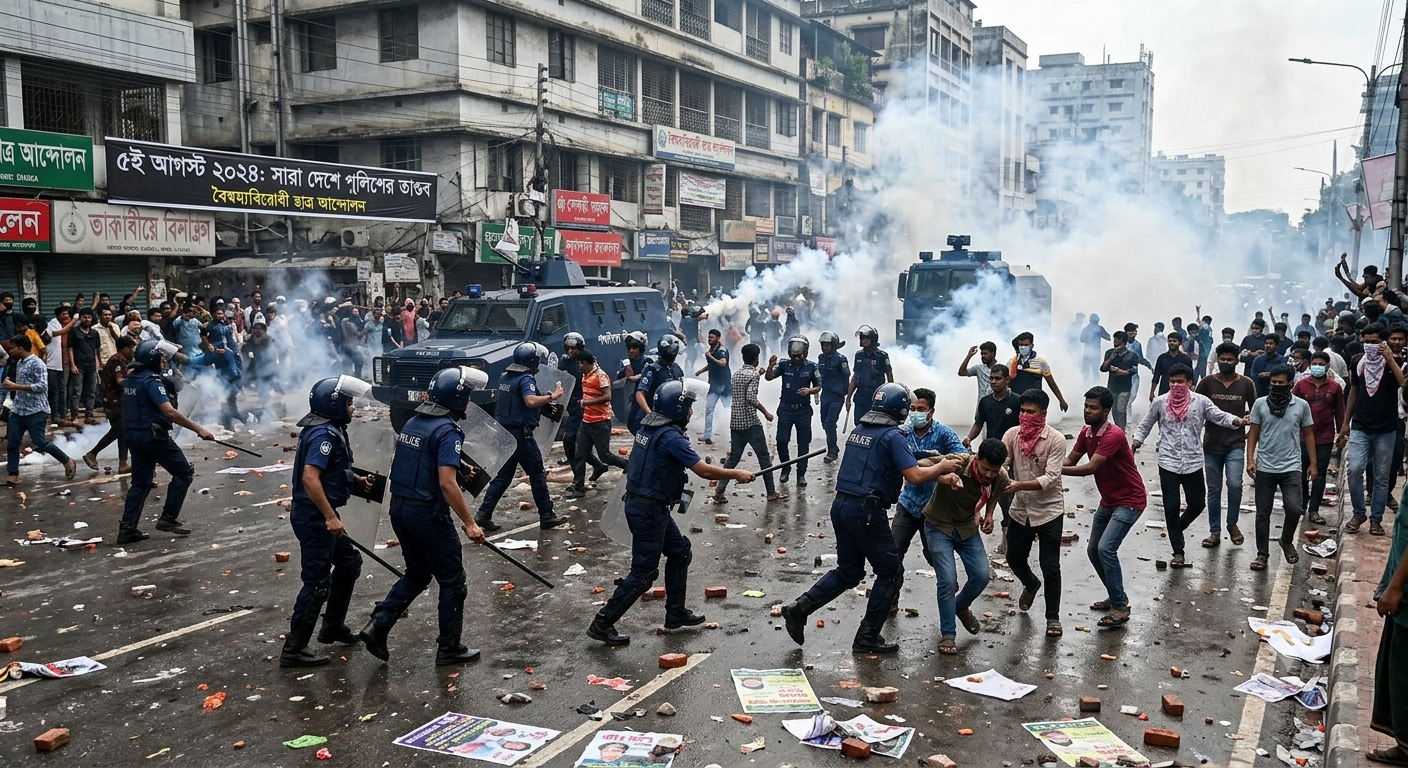 ৫ই ২০২৪ আগস্ট সাড়া দেশে পুলিশের তান্ডব