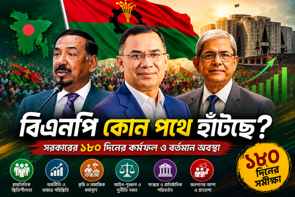বিএনপি কোন পথে হাঁটছে? ক্ষমতায় ১৮০ দিনের—একটি পূর্ণাঙ্গ রাজনৈতিক বিশ্লেষণ