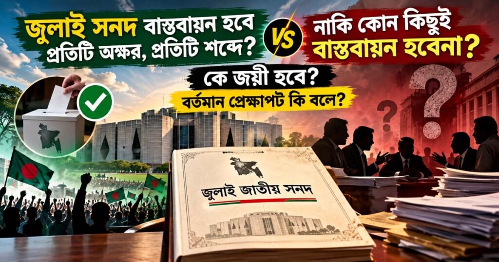 জুলাই জাতীয় সনদ কি প্রতিটি অক্ষরে বাস্তবায়ন হবে, নাকি কিছুই হবে না? বর্তমান প্রেক্ষাপট কী বলছে